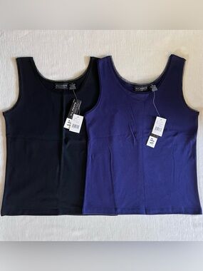 NWT VTG Set of 2 All Points by Reference Point Tank Top-Black & Admiral Blue